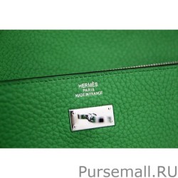 Inspired Hermes Kelly Longue Wallet In Bamboo Clemence Leather