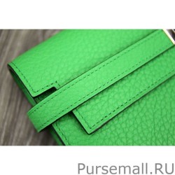 Inspired Hermes Kelly Longue Wallet In Bamboo Clemence Leather