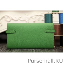 Designer Hermes Kelly Longue Wallet In Bamboo Epsom Leather