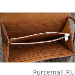 Perfect Hermes Kelly Longue Wallet In Brown Clemence Leather