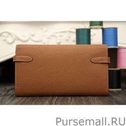 Perfect Hermes Kelly Longue Wallet In Brown Clemence Leather