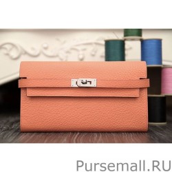 Perfect Hermes Kelly Longue Wallet In Crevette Clemence Leather