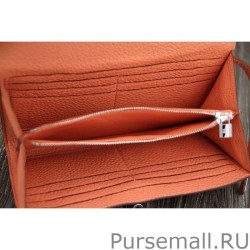 Perfect Hermes Kelly Longue Wallet In Crevette Clemence Leather