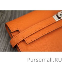 High Quality Hermes Kelly Longue Wallet In Orange Epsom Leather