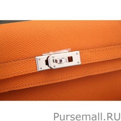 High Quality Hermes Kelly Longue Wallet In Orange Epsom Leather