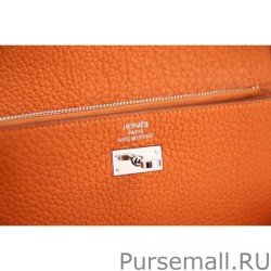 High Quality Hermes Kelly Longue Wallet In Orange Clemence Leather