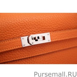 High Quality Hermes Kelly Longue Wallet In Orange Clemence Leather