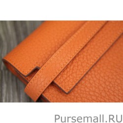 High Quality Hermes Kelly Longue Wallet In Orange Clemence Leather