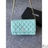 Luxury Classic Grained Woc Bag A33814 Light Blue