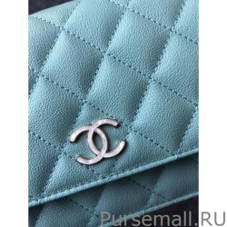 Luxury Classic Grained Woc Bag A33814 Light Blue