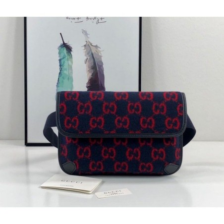 Wholesale GG Wool Belt Bag 598181 Blue / Red