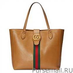 Top Medium tote bag with Double G and Web 649577 Coffee