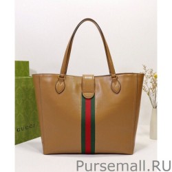 Top Medium tote bag with Double G and Web 649577 Coffee