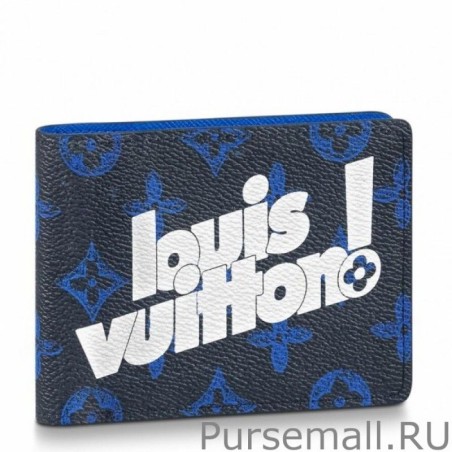 Luxury Multiple Wallet Blue Monogram Canvas M80850