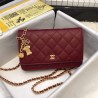 Perfect Stitch Chain Grained Calfskin Woc Bag A33814 Claret