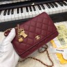 Perfect Stitch Chain Grained Calfskin Woc Bag A33814 Claret