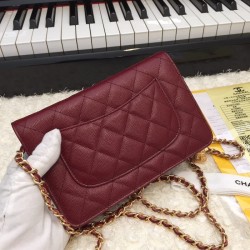 Perfect Stitch Chain Grained Calfskin Woc Bag A33814 Claret