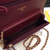 Perfect Stitch Chain Grained Calfskin Woc Bag A33814 Claret