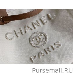 Replica Pearl Logo Deauville Shopping Tote Bag A66941 Beige