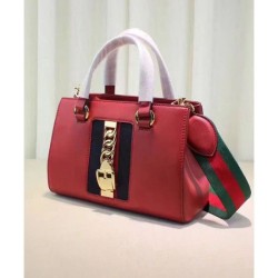 Perfect Sylvie Leather Handbag Style 460381 Red