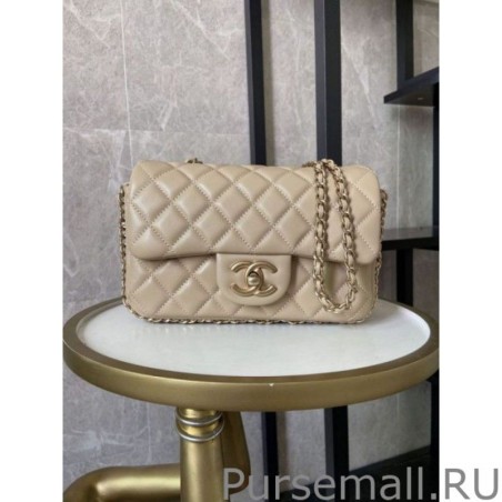 Replica Tweed Side Pearl Classic Bag AS1740 Apricot