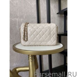 Copy Tweed Side Pearl Classic Bag AS1740 Beige