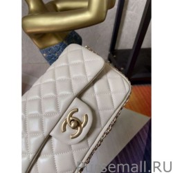 Copy Tweed Side Pearl Classic Bag AS1740 Beige