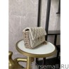 Copy Tweed Side Pearl Classic Bag AS1740 Beige