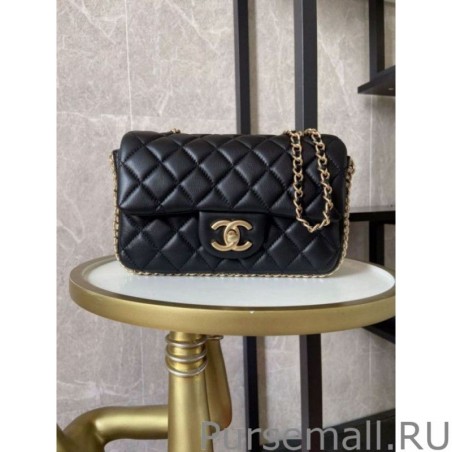 Luxury Tweed Side Pearl Classic Bag AS1740 Black