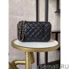 Luxury Tweed Side Pearl Classic Bag AS1740 Black