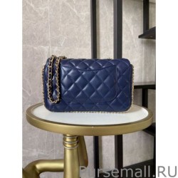 Replicas Tweed Side Pearl Classic Bag AS1740 Blue