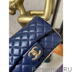 Replicas Tweed Side Pearl Classic Bag AS1740 Blue
