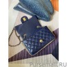 Replicas Tweed Side Pearl Classic Bag AS1740 Blue