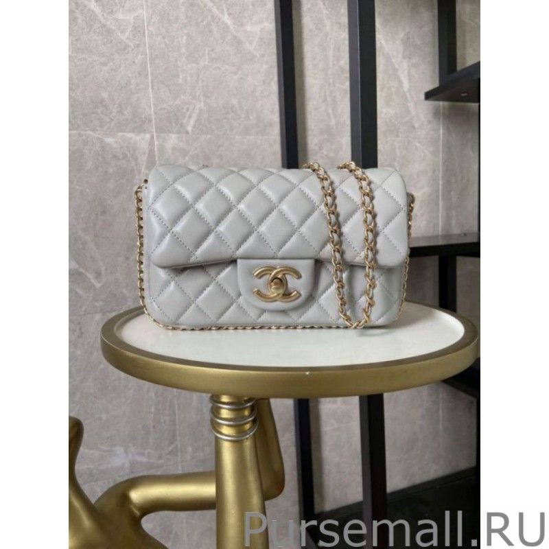 Knockoff Tweed Side Pearl Classic Bag AS1740 Silver