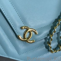 Copy Vintage Chevron Flap Bag AS0024 AS0027 Light Blue