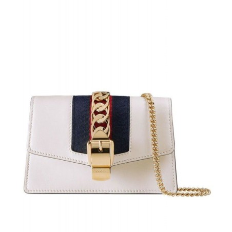 Copy Sylvie Leather Mini Chain Bag 494646 White