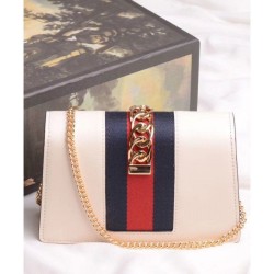 Copy Sylvie Leather Mini Chain Bag 494646 White
