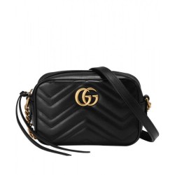 Replica GG Marmont Matelasse Mini Bag 448065 Black