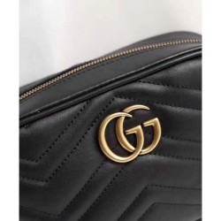 Replica GG Marmont Matelasse Mini Bag 448065 Black