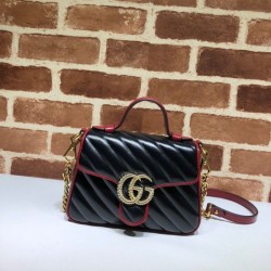 Luxury GG Marmont Mini Top Handle Bag 583571 Black