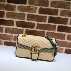 Wholesale GG Marmont Small Shoulder Bag 443497 Beige /Green