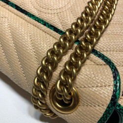 Wholesale GG Marmont Small Shoulder Bag 443497 Beige /Green