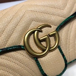 Wholesale GG Marmont Small Shoulder Bag 443497 Beige /Green