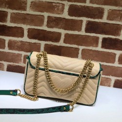 Wholesale GG Marmont Small Shoulder Bag 443497 Beige /Green