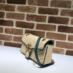 Wholesale GG Marmont Small Shoulder Bag 443497 Beige /Green