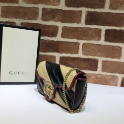 High Quality GG Marmont Super Mini Bag 574969 Black / Apricot