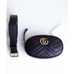 1:1 Mirror GG Marmont Matelasse Leather Belt Bag 476434 Black