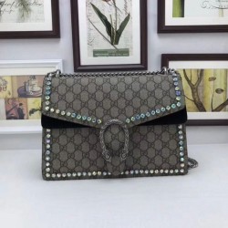 High Dionysus GG Supreme shoulder bag with crystals 403348 Black