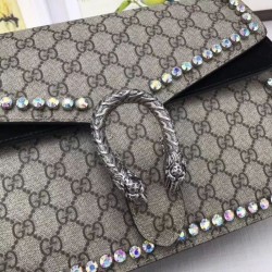 High Dionysus GG Supreme shoulder bag with crystals 403348 Black