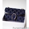 Inspired Dionysus GG velvet small shoulder bag 400249 Dark Blue